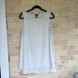 Eileen Fisher Silk Georgette Crepe Ballet Neck Long Tank